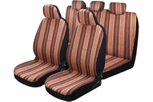 P&J AUTO P&J Baja Blanket Car Seat Covers African Strips Designs Universal Fit for Most Cars SUVs Trucks Vans Woven and Comfortable Fabric Full Set Pack 9pcs Yellow Color