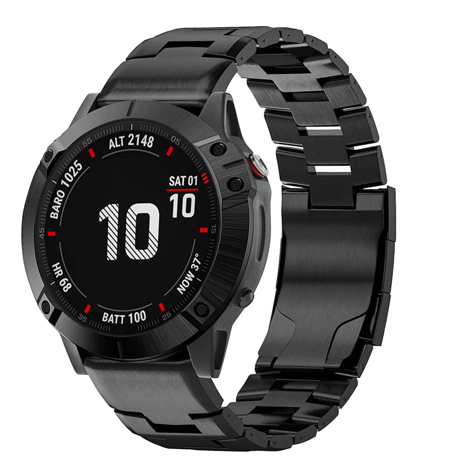 YOOSIDE QuickFit Titanium Watch Strap for Fenix 8 51mm / 7X / 6X / 5X / Enduro & Garmin epix Pro 51mm, Tactix Delta - Adjustable Wristband with Stainless Steel Buckle (Black)