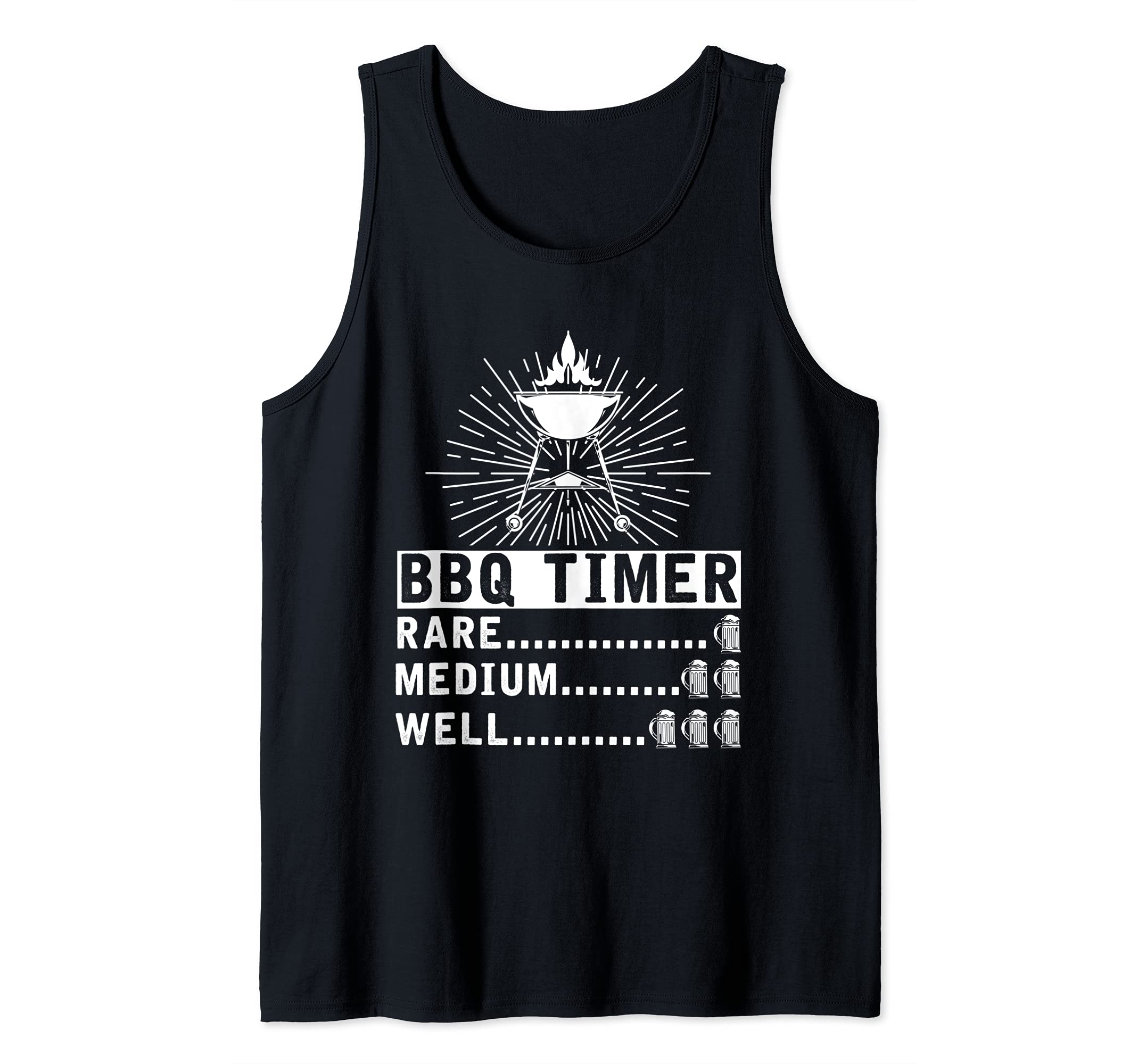 Funny BBQ Timer Rare Medium Well Beer Lover Grilled Barbecue Tank Top
