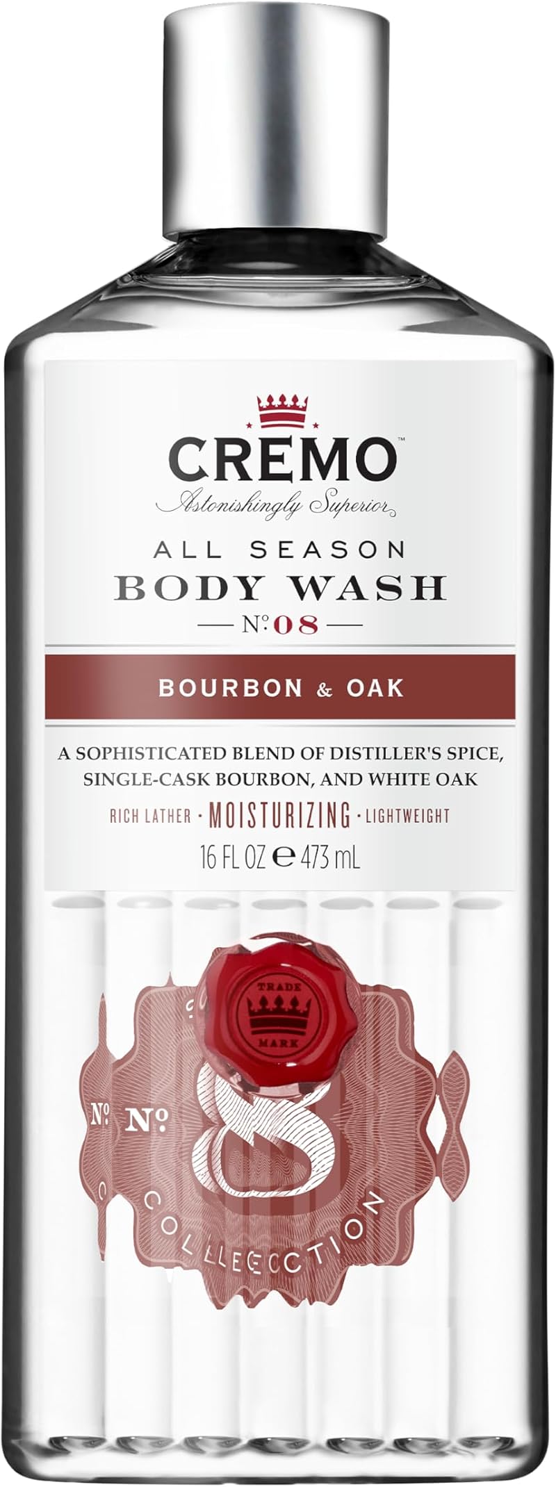 Cremo All Season Body Wash for Men Bourbon & Oak 473ml Moisturising Gel