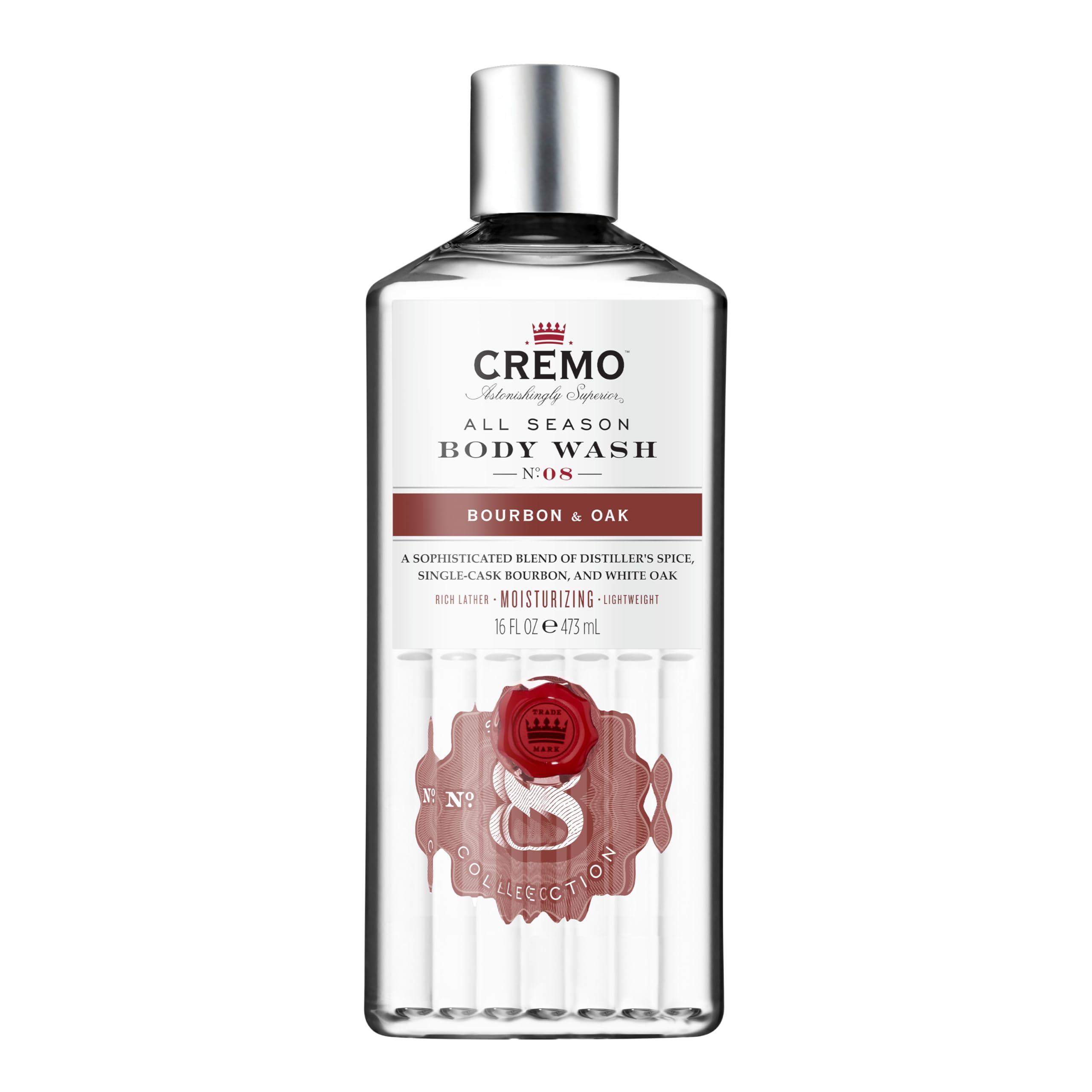 CREMO - All Season Body Wash For Men | Moisturising Bourbon & Oak Shower Gel | 473ml