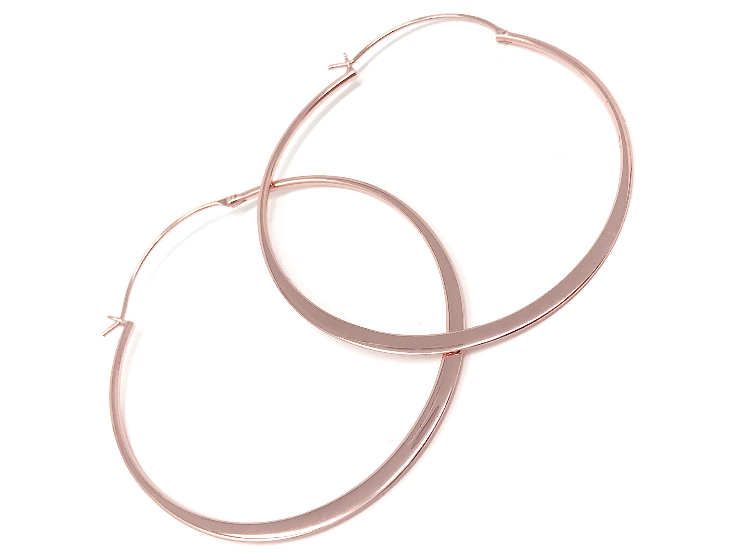 Womens Large Hoop Earrings in Gift Box Diameter 5 cm Simple and Elegant (Rose Gold)