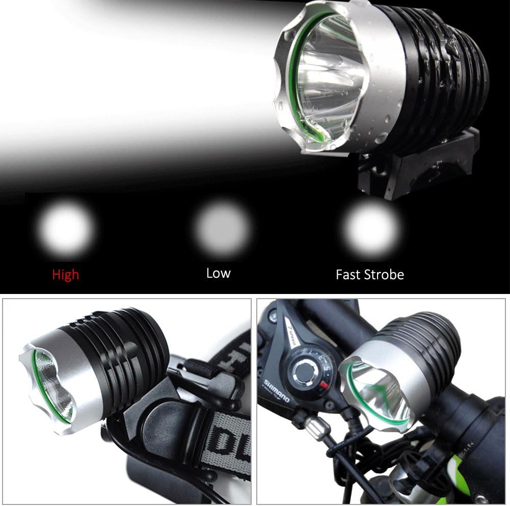 Eyocean Rechargeable Bike Lights Bicycle Headlight, Super Bright LED Bicycle Light Set, Waterproof Road Bike Front Light Headlamp with 8800mAh Rechargeable Battery Pack, Compatible with Mountain, Road