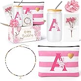 Birthday Gifts for Teen Girls, Monogrammed Initial Gifts for Teen Girls Birthday Christmas, Gift Basket for Women Teenager Girl Friend Bestie Sister, Teenager Girl Gift Personalized Glass Cup A