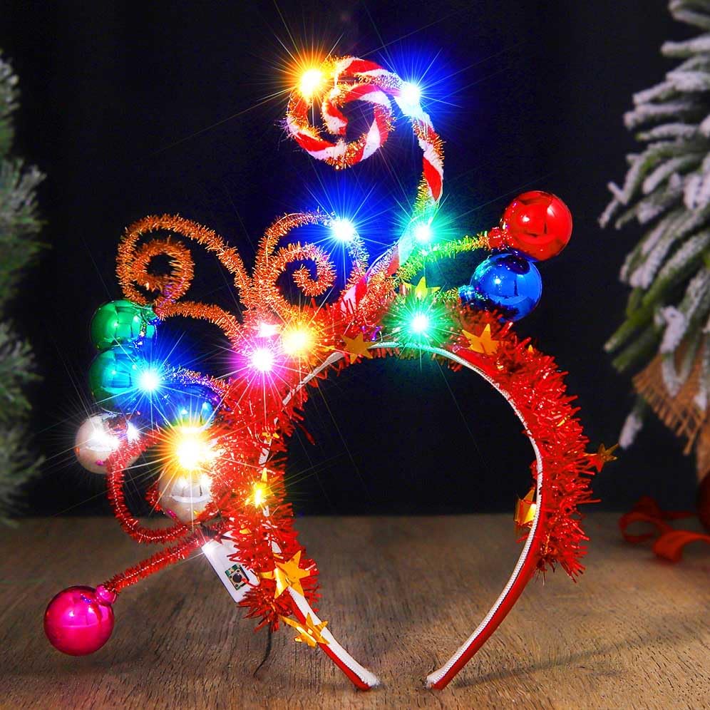Fashband Christmas Headbands LED Glitter Ball Headband Color Party Headpiece Hair Accessories for Women