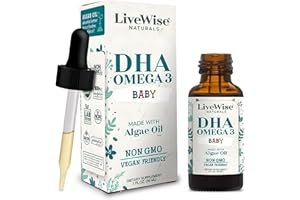 LIVE WISE NATURALS LiveWise Naturals DHA Omega 3 Drops for Kids - Vegan Liquid Omega 3 for Infants, Toddlers & Children - Essential DHA Supplement for Baby Brain, Eye & Immune Health