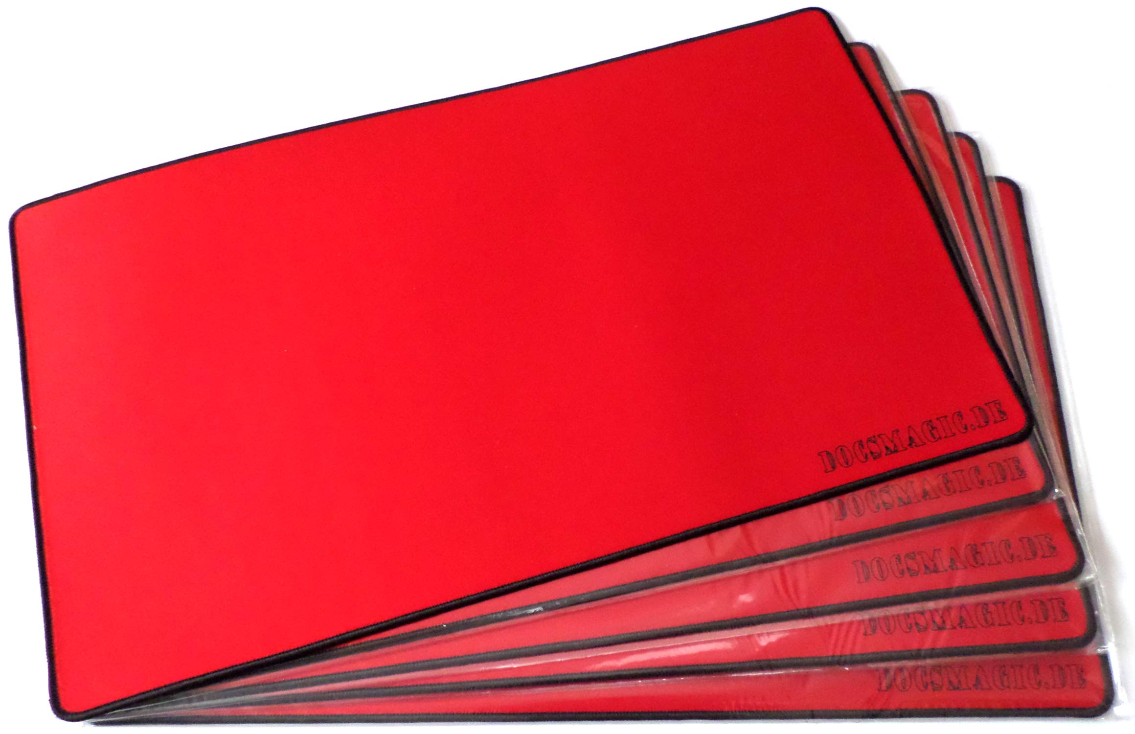 docsmagic.de 5 x Premium Playmat Red - 60 x 34 cm Stitched 3mm
