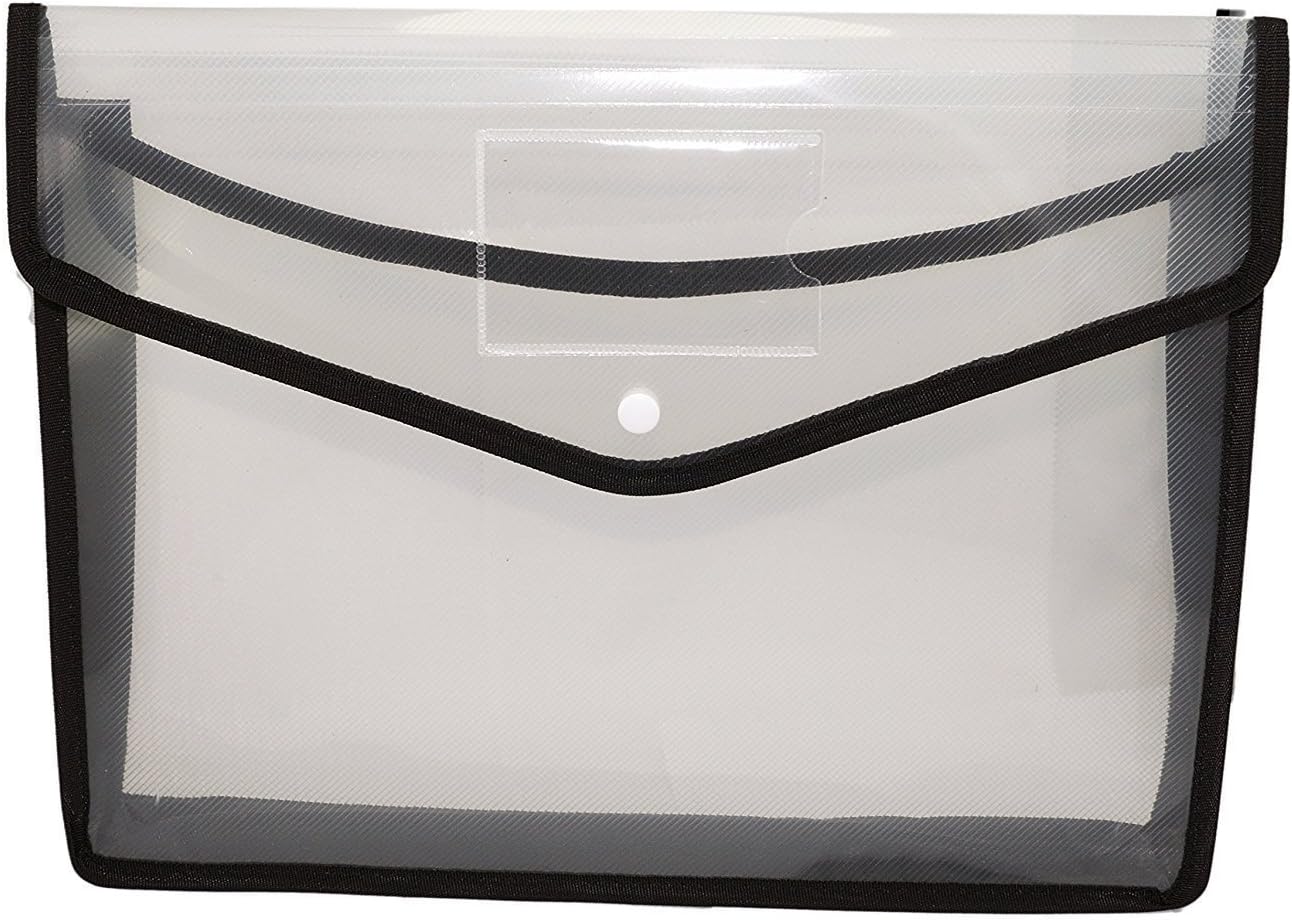 DishanKart Transparent Document Holder with Snap Button Closure,Project Envelope Folder,A4 Letter Size