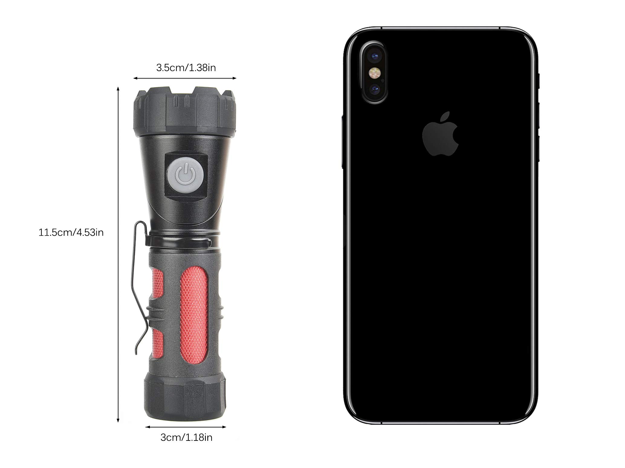 FLOWood LED Flashlight Torch Tactical Torch,Magnetic Adjustable-Head Portable LED Flashlight with Batteries,1000LM Handheld Flashlight for Camping Hiking Indoor Outdoors [Energy Class A+]