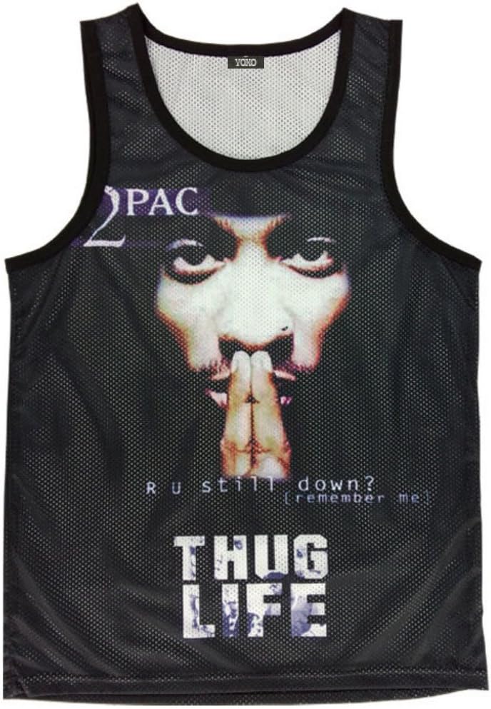 YOXO Hip Hop Men's 2 Pac Tupac Thug Life Tank Tops Undershirt Jerseys Tight Style