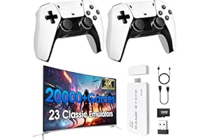 TEFELE 2025New Wireless Retro Game Console 23 Simulators and Over 20,000 Games 2.4G with Dual 2.4G Wireless Controllers(128G) Plug and Play 4K HD HDMI TV Game Stick
