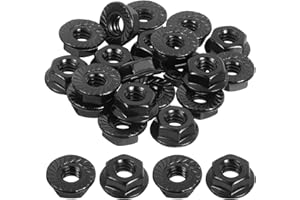 uxcell 1/4-20 Serrated Flange Hex Lock Nuts, 20Pcs 304 Stainless Steel Non-Slip Hexagon Flange Nut, Full Thread, Bright Finis