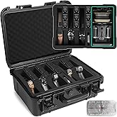 USUAUU Pistol Case Holds 5 Handguns and 11 Magazines, TSA Approved Hard Shell Gun Cases for Handguns, 16 Inches Custom Pre-cut Foam Waterproof Handgun Case