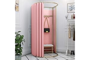 GENERIC Changing Room 78.7"x39.4"x37.4" Freestanding Dressing Room with Curtains, Portable Privacy Screen for Retail Store/Salon/Home Use (Pink)