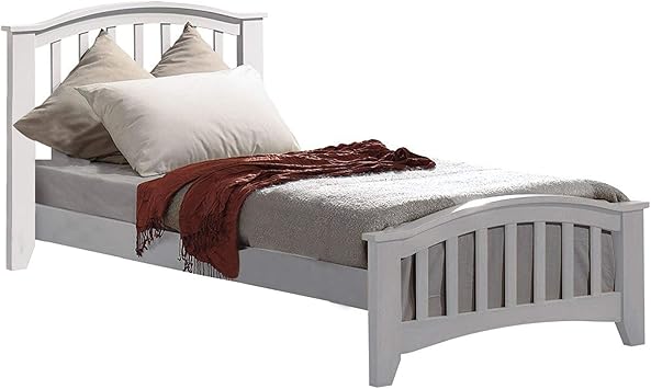 Amazon Com Benjara Mission Style Wooden Twin Bed With Arched Slatted Headboard And Footboard White Furniture Decor