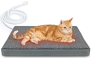 AUPETEK Outdoor Heated Pet Beds for Cat & Dog Orthopedic Foam Warming Beds Auto Temperature Control, Washable Cover with Waterproof Liner Thermo Kitty Electric Heating Bed