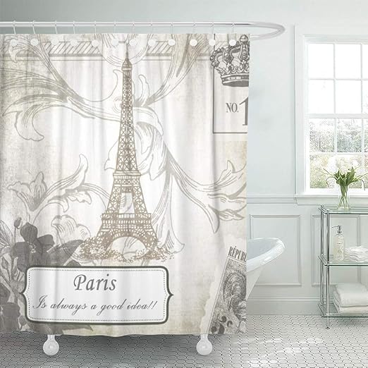Amazon Com Semtomn Shower Curtain Fashionista Shabby Paris Is