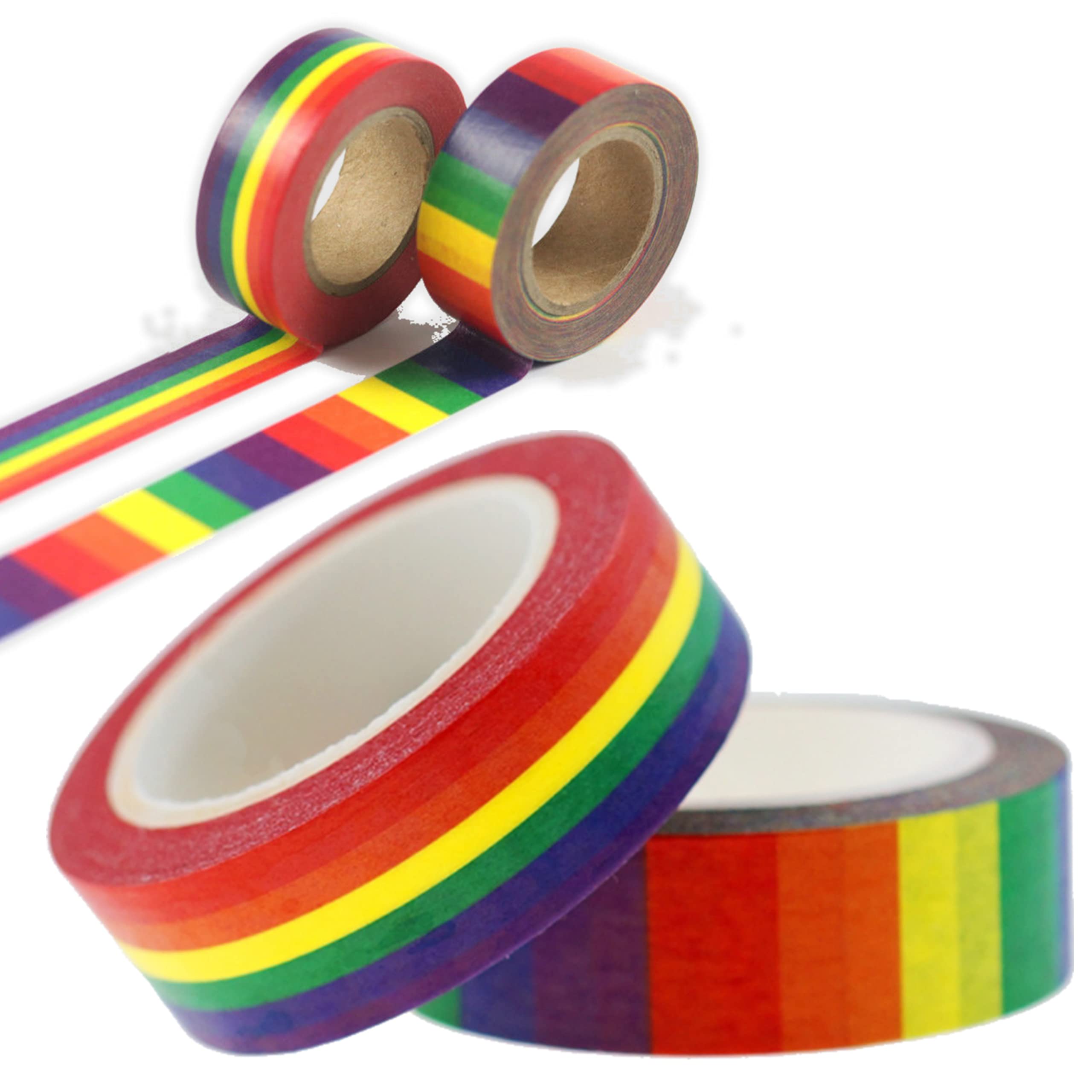 YINSHIU 2 Volumes 10 Meters Colorful Rainbow Tape, Transparent Tape Colored Tape, Painting Tape, Artist Tape