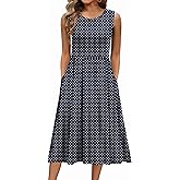 Zeagoo Women's Summer Tank Midi Dress with Pockets Floral Sleeveless A-Line Casual Loose T-Shirt Dresses Beach Sundress 2026