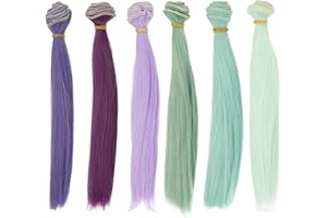 PATIKIL 20cm Doll Hair Wefts, 6Pcs Soft Synthetic Straight Hair Doll Wigs Doll Hair Extensions Accessories for Doll Making DI