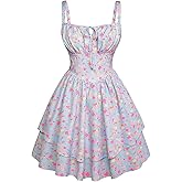 SCARLET DARKNESS Floral Mini Corset Dress for Women Teen 2026 Summer Spring Flowy A-Line Sundress with Pockets