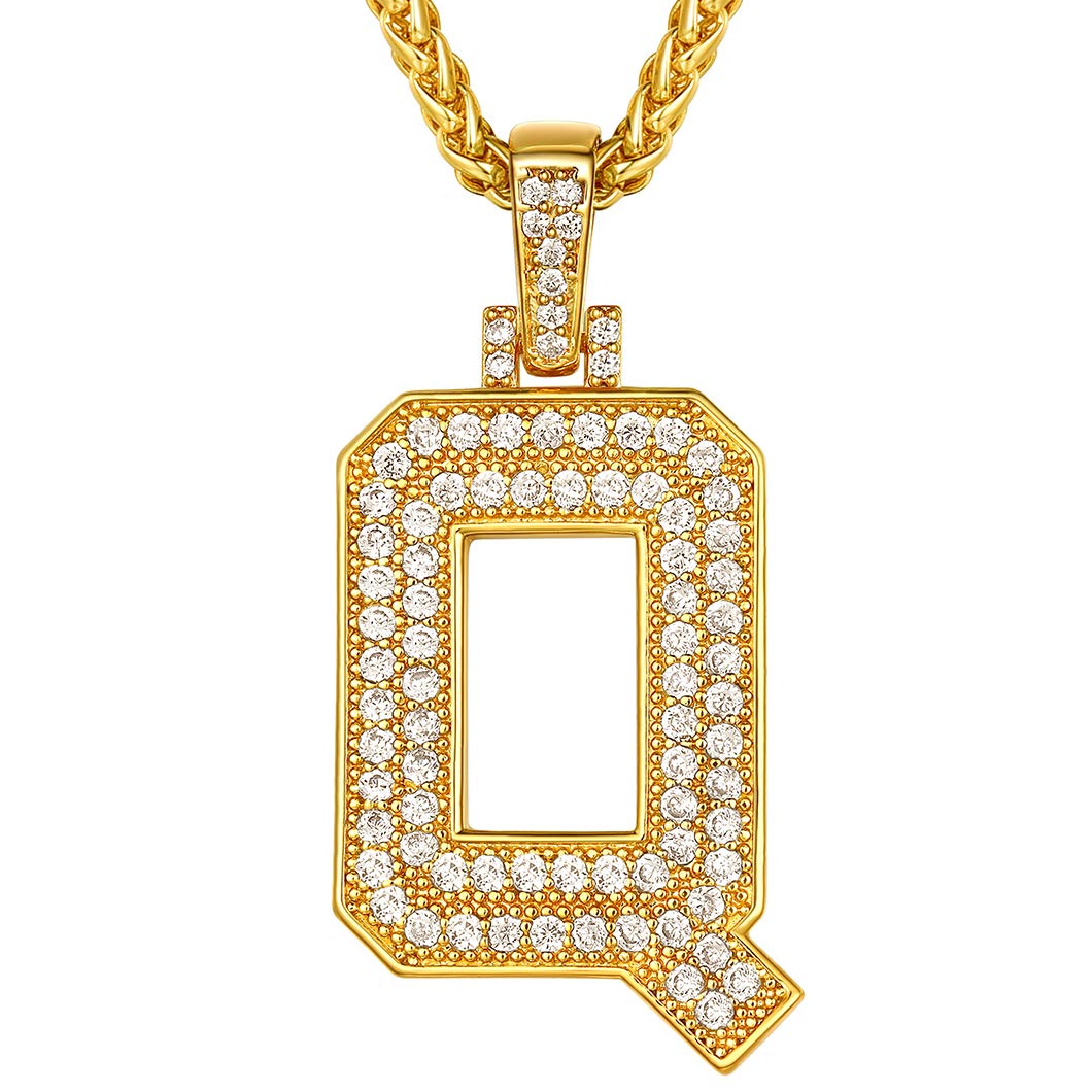 Richsteel Chain Bling With Pendant Q Letter Mens Jewellery Women Initial Necklace — image 1
