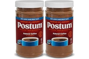 Postum Natural Coffee Flavor Coffee Substitute (2x8oz) Coffee Alternative Caffeine Free with Roasted Wheat Bran & Molasses | Natural, Non-GMO, Vegan Coffee Replacement Drink