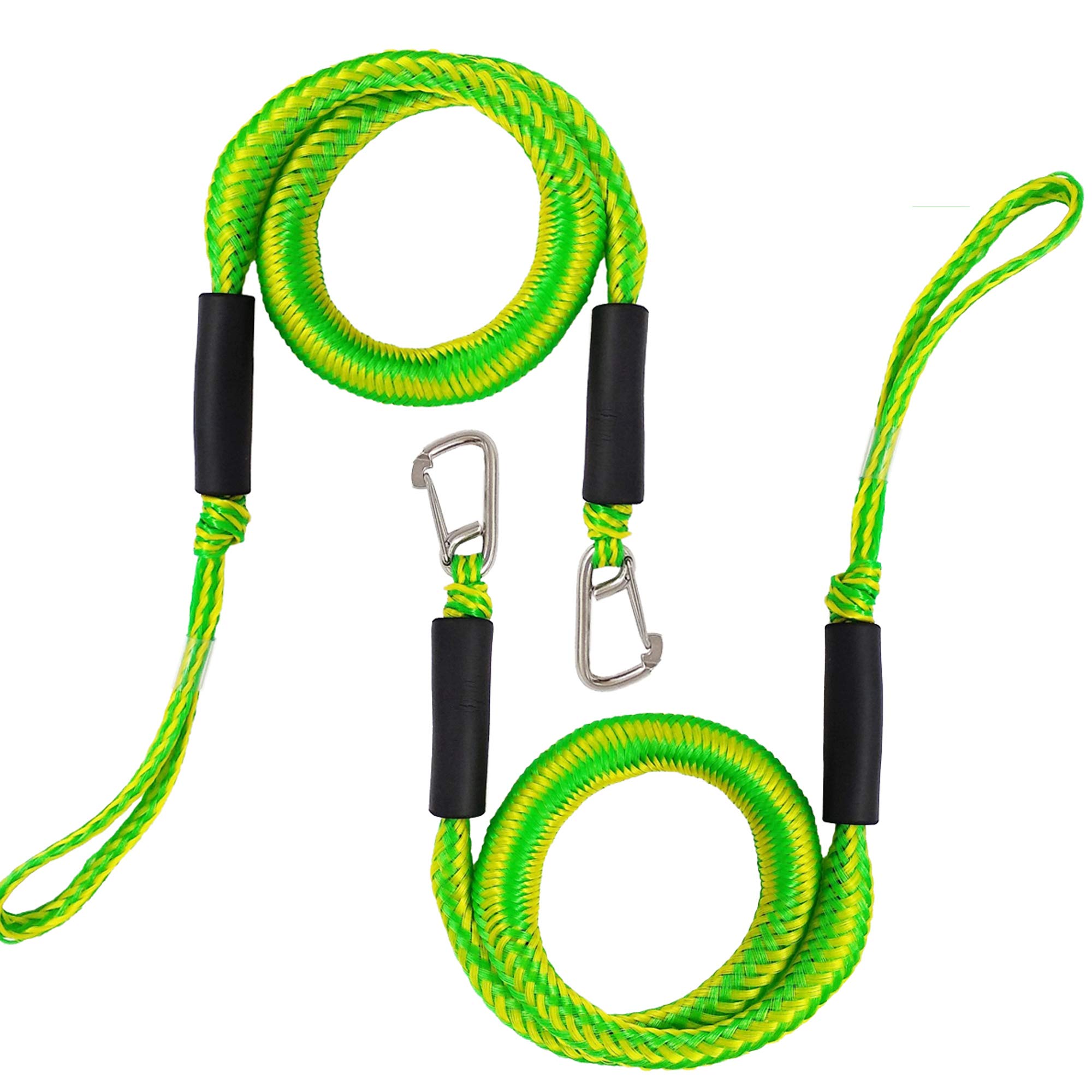 Bungee Dock Line with Hook, Green Mooring Rope for Boat 4 ft 2 Pack & Green