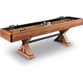 Hathaway Daulton 9-ft Shuffleboard Table for Family Game Rooms with Padded Sidewalls, Legs Levelers, 8 Pucks, Table Brush and Wax, White Oak Finish