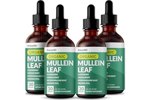 PRIMEMD 5-in-1 Mullein Drops for Lungs and Bronchial - Respiratory Lung Health Support with Mullen Leaf Extract for lungs - Mullein Tincture with Elderberry, Marshmallow, Ginger Root (120 Servings) (4-pack)