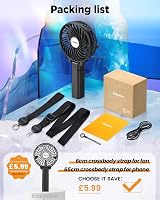 EasyAcc Handheld Fan Portable USB Fan 180° Foldable 3 Speeds 10H Battery view 3