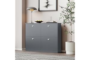 MIRROTOWEL Shoe Cabinet,Hidden Slim Narrow Shoe Rack Cabinet with 4 Drawers for Entryway, Foyer,Hallway,Bedroom,Grey