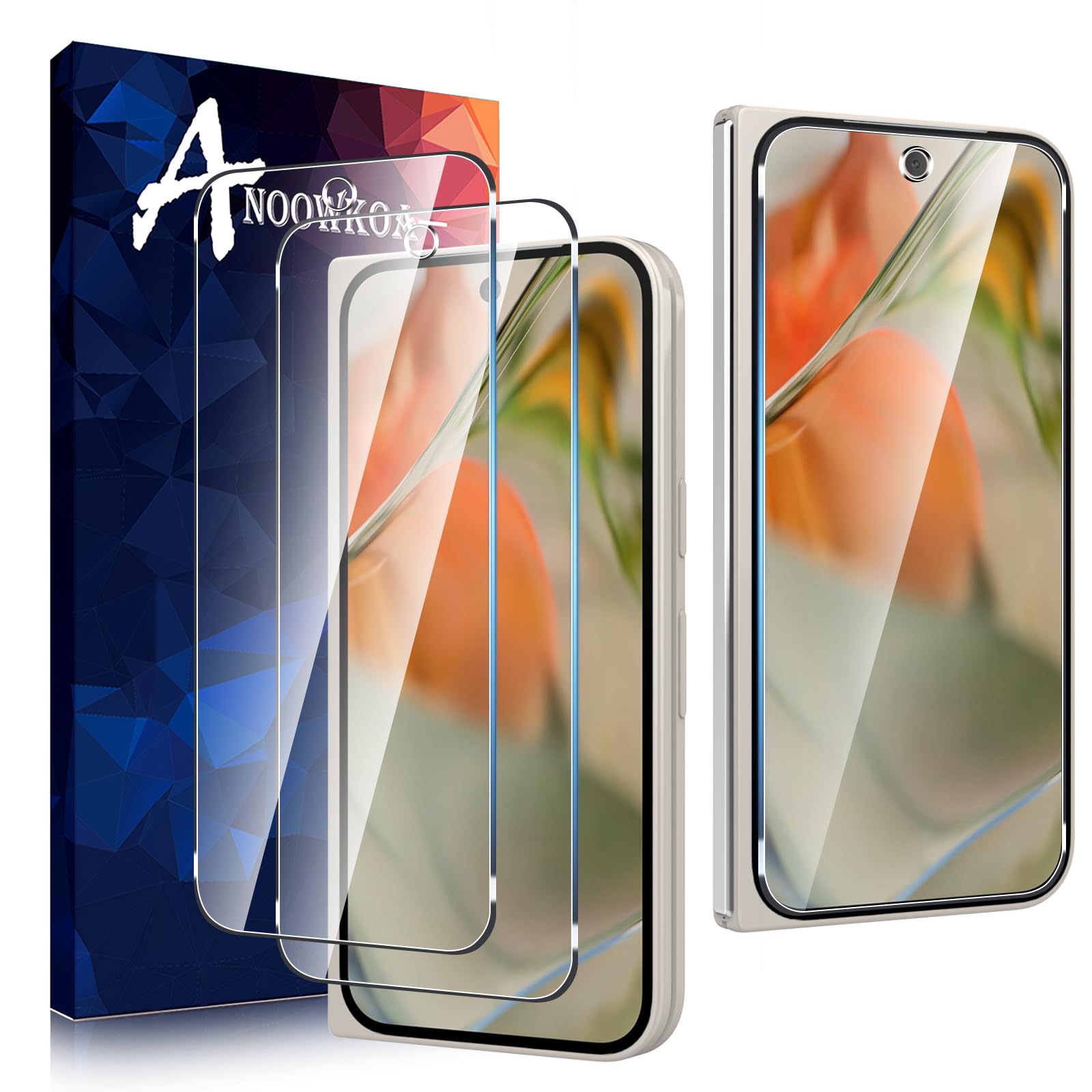 Anoowkoa 2 Pack Premium Screen Protector for Google Pixel 9 Pro Fold Tempered Glass Film Guard Cover-Genuine Glass-One-Push Super Easy Installation