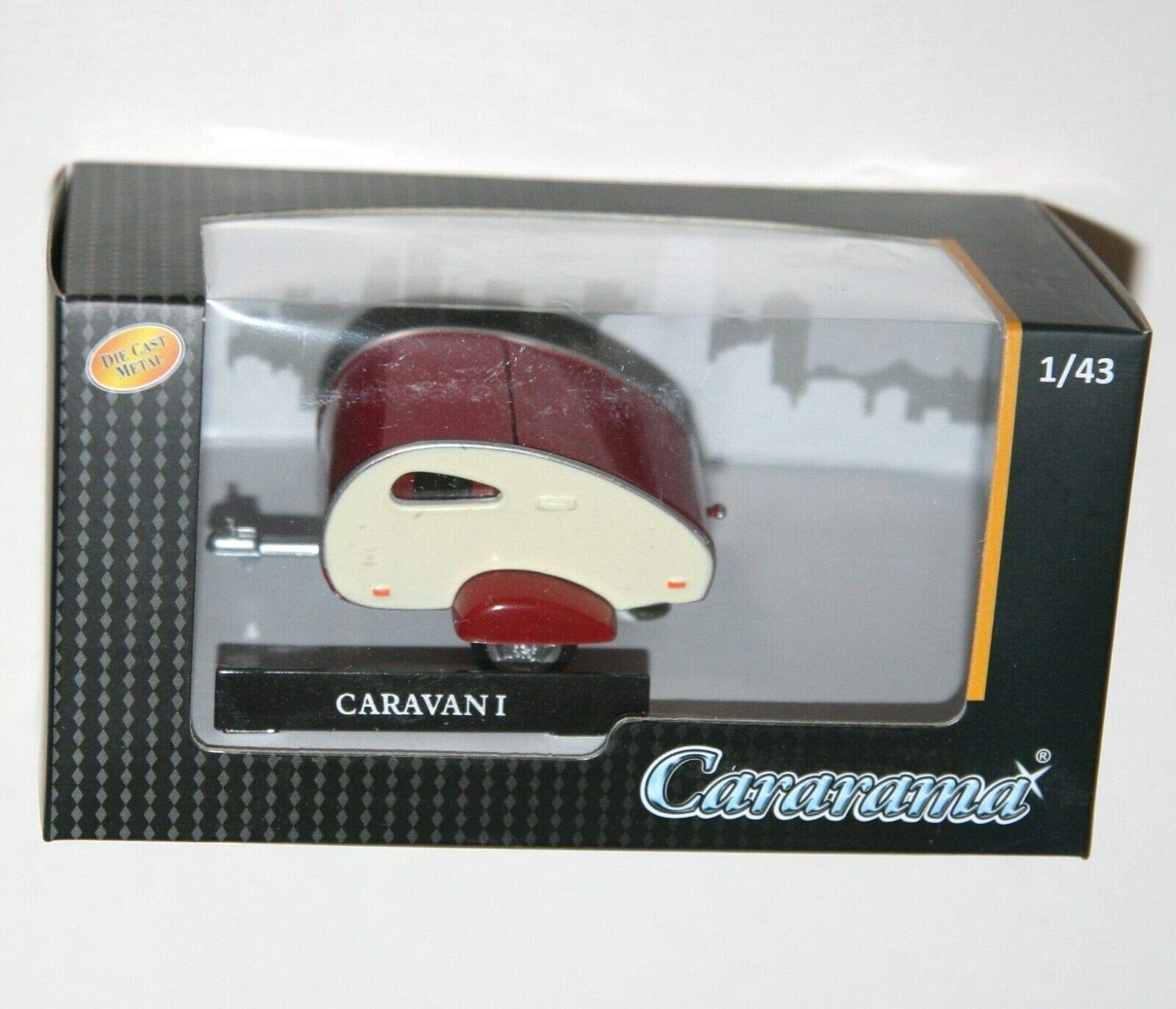 Cararama - CARAVAN TEARDROP (White/Red) - Model Scale 1:43