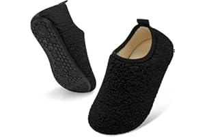 QFH Toddler Slippers Boys Girls Indoor Comfy Slippers Kids Barefoot Walking Shoes with Soft Velvet Lining Winter Warm Sock Shoes