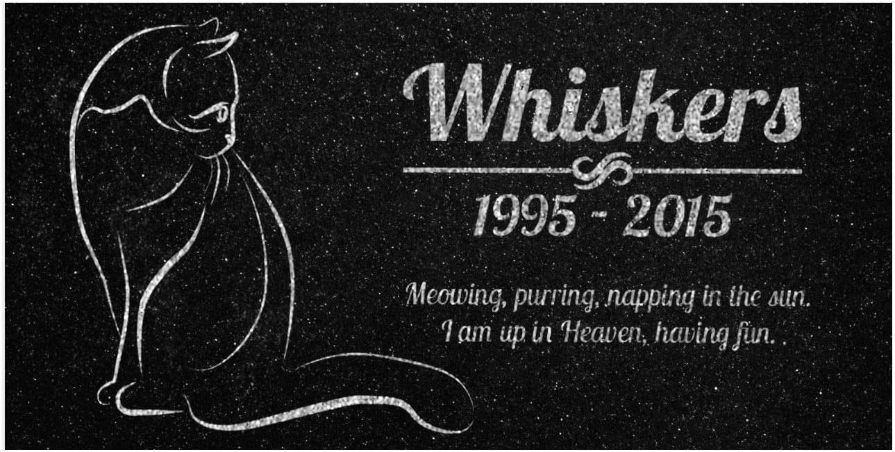 Hardscaping Materials - Cat Memorial Personalized Black Granite Stone 12 X 6 Bereavement in Memory Loss of Pet Cat Garden Stone