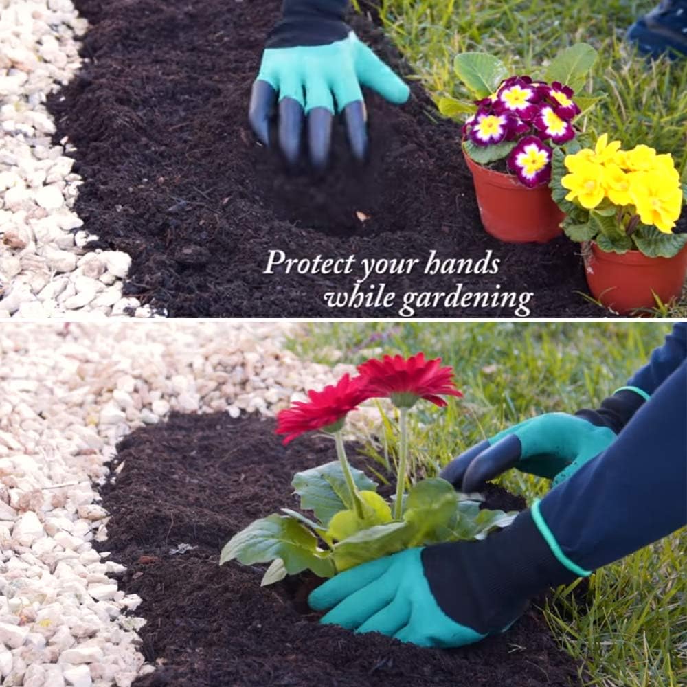 4 Pairs Garden Genie Gloves with Fingertips Claws, Ideal Gifts for Parents and Gardeners, Perfect for Digging Weeding Seeding Poking Planting. (Bonus the Gift Card): Home Improvement