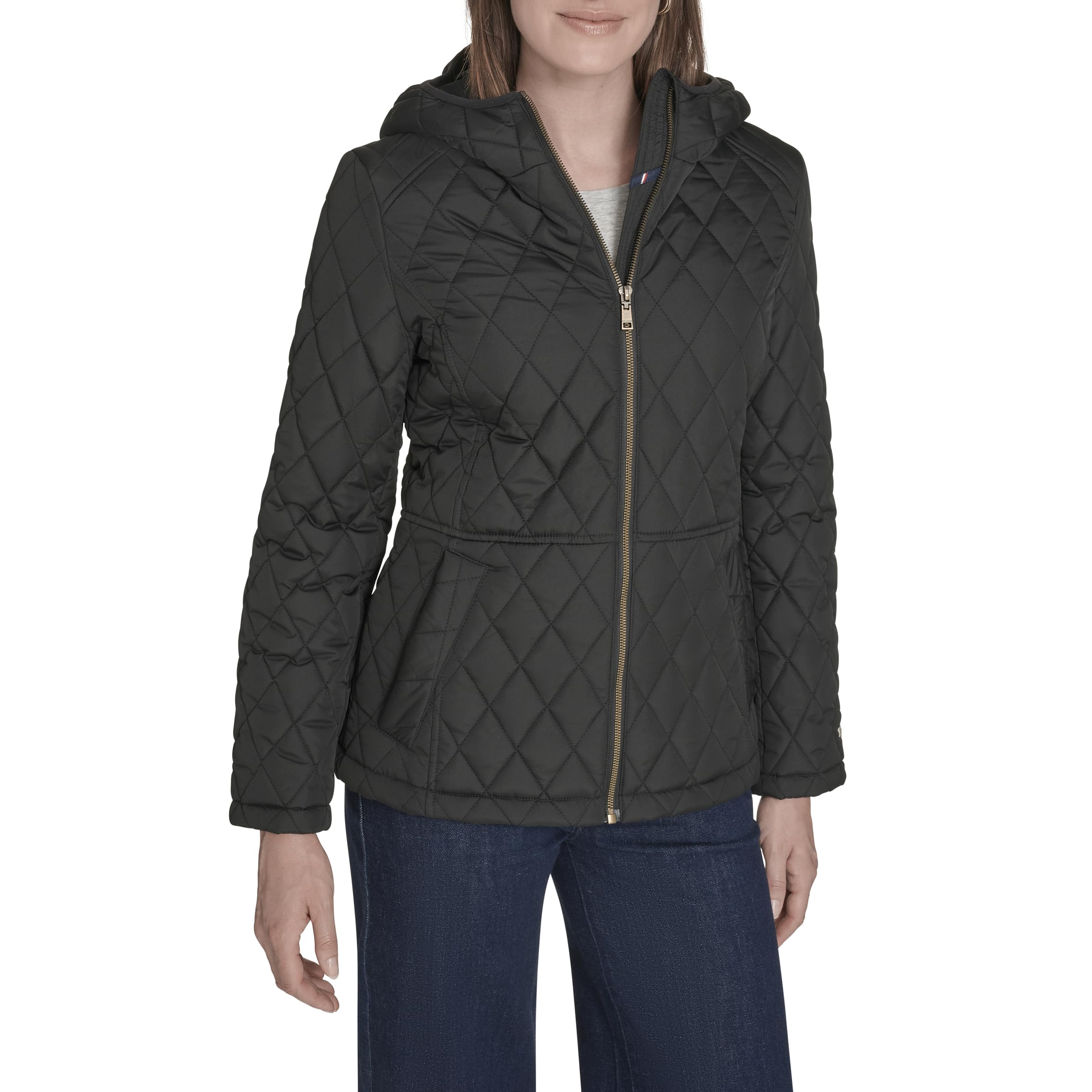 Tommy Hilfiger Women’s Outerwear quilted jacket, Black, Medium