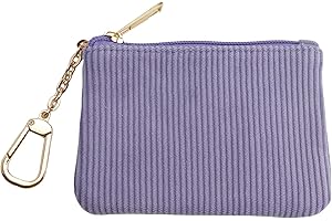 AGBIADD Corduroy Keychain Coin Purse – Medium Size Change Purse, Keychain Pouch Wallet for Women and Men (Corduroy Purple)