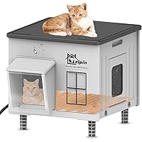 Indestructible Heated Cat House for Outside Cats Winter,Weatherproof & Insulated & Elevated Feral Cat House with Escape Door,