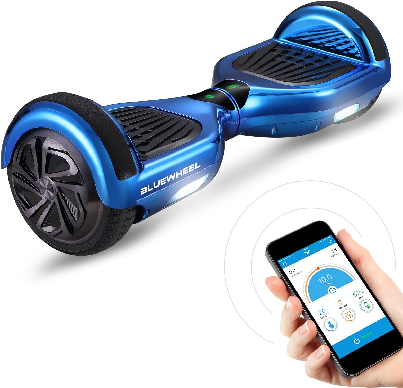 Bluewheel Hoverboard HX310s - Self Balancing Scooter 6.5" with UL2272 safety standard -Kids safety mode with App -Bluetooth speaker -700W engine - LED Colourful Light- Adult Segway