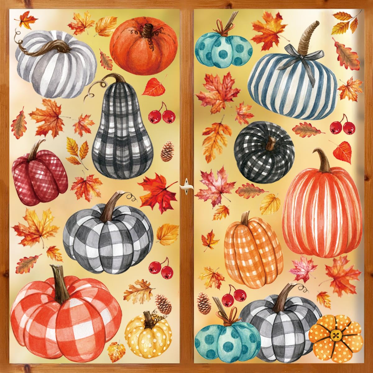 Photo 1 of **** PACK OF 2****Fall Decorations - 9 Sheets Fall Pumpkin Window Clings for Glass Windows Autumn Harvest Thanksgiving Window Decals Stickers for Home Office Shop School Classroom Décor