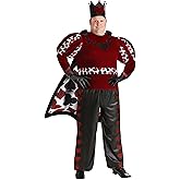 Men's Plus Size King Of Hearts Costume | Adult Halloween Wonderland Tunic, Pants, Cape, Belt, Gloves, Crown