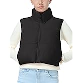 EXARUS Girls Puffer Vest Cropped Puffy Teen Water Resistant Pockets Lightweight Sleeveless Outerwear Bubble Kids 6-14Y
