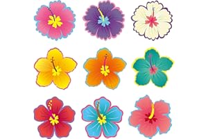BeYumi 45 Pcs Back to School Luau Hibiscus Flower Cutouts Bulletin Board Decorations Set Creative Wall Decals Art Décor for Classroom School Summer Tropical Hawaiian Themed Birthday Party Baby Shower