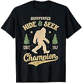 Bigfoot Hide And Seek Champion Funny Sasquatch Retro Vintage T-Shirt