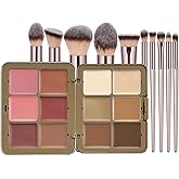 12 Colors Correcting Concealer Palette, Full Coverage Cream Contour Palette with Brush, Long Lasting Waterproof Foundation Highlighting Concealer Cream Makeup Palette