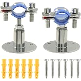 Auvotuis 2PCS Wall Mount Ceiling Mount Pipe, for OD Pipe 1/2"(19-22mm) | Adjustable Height 30-50mm, 304 Stainless Steel Adjustable Pipe Bracket Clamp with Screws