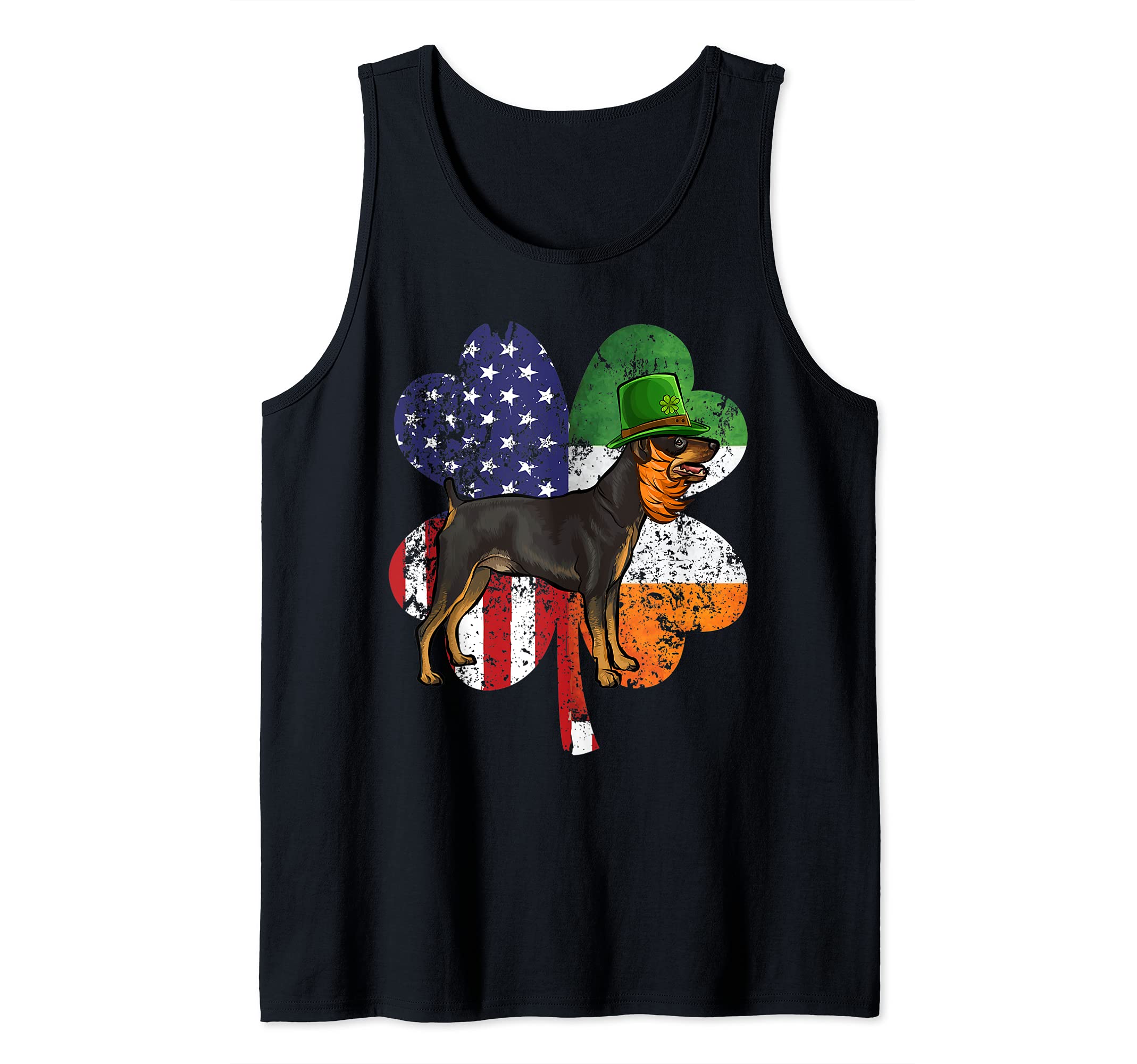 St Patricks Day Irish American Flag Miniature Pinscher Dog Tank Top