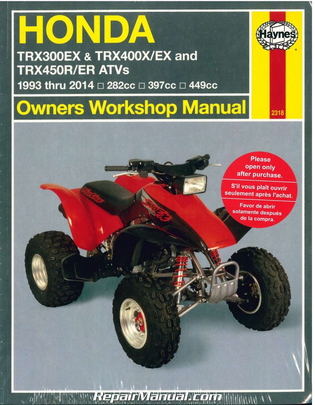 H2318 Honda TRX300EX TRX400EX 1993-2014 ATV Haynes Repair Manual Paperback  – 2004